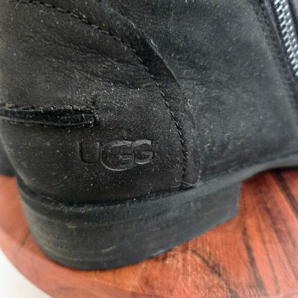 UGG Aureo II Waterproof Suede Side Zip Ankle Boot Black Size 8 - Picture 5 of 9